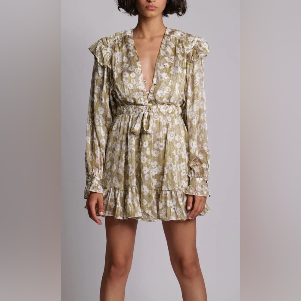 Sabina musayev Evan long sleeve floral mini dress shoulder pads sz M NWT
